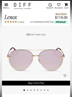 Diff Lenox Women's Gold Sunglasses with Pink Lenses